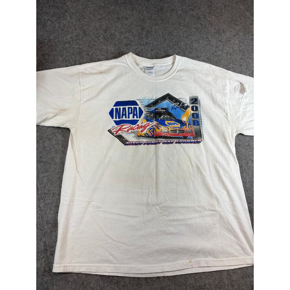 NAPA Racing Shirt Mens White Short Sleeve Tee NHRA Nitro Funny Car Thunder XL - Picture 2 of 11